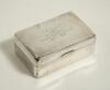 Albert Edward Relf. Sussex, Auckland & England 1900-1921. Silver cigarette box presented to Albert Relf in cricket season 1925-1926 by W.D.S. May of behalf of the Wellington Collage XI. The engraved inscription to the box lid reads &lsquo;A.E. Relf from W.D.S. 