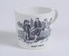 &lsquo;Cricket&rsquo; and &lsquo;Leap Frog&rsquo;. Victorian Staffordshire cricket mug with strap handle, transfer printed in black with images of an early cricket scene with boys playing cricket with title &lsquo;cricket&rsquo; below and to the other side a scene of boys playing Leap Frog - 2