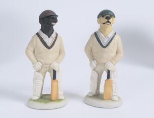 &lsquo;Black and Yellow Labrador batsmen&rsquo;. Robert Harrop Designs &lsquo;Doggie People&rsquo; CC36A figures of a batsman labrador wearing a cap with bat in paw, one black and one. Both 5.5&rdquo; tall. Sold with &lsquo;Boxer dog bowler&rsquo;. Robert Harrop Designs &lsquo;Doggie People&rsquo; &lsquo;Over the