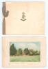 Kumar Shri Ranjitsinhji. Cambridge University, Sussex, London County & England 1893-1920. Two original personalised Christmas cards from Ranji c.1930. One with embossed colour Nawanagar State crest of crown and lion to front, colour scene of Ballynahinch 