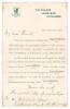 Kumar Shri Ranjitsinhji. Cambridge University, Sussex, London County & England 1893-1920. Original printed letter on Jamnagar Palace official letterhead dated 29th September 1917 with handwritten salutation to &lsquo;My dear Friend&rsquo; and the signature &lsquo;Ranjitsin