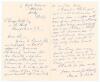 Frederick William &lsquo;Fred&rsquo; Tate. Sussex & England 1887-1905. Two page handwritten folding letter in ink from Tate to the collector and brother-in-law of Sir Julien Cahn, E. George Wolfe. Dated 8th December 1937 and writing from Derby, Tate is please to be a