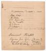 &lsquo;Sussex County XI (1900)&rsquo;. Ruled page extract from the visitors&rsquo; book of The Assize Courts Hotel, Manchester, very nicely signed in black ink by the eight professional players who took part in the drawn match v Lancashire at Old Trafford 5th- 7th July 190 - 2