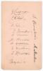 Sussex C.C.C. 1910. Album page very nicely signed in black ink by the eleven members of the Sussex team who played Nottinghamshire at Trent Bridge 21st- 23rd July 1910. Signatures are Chaplin (Captain), Cartwright, Vincett, Fender, Vine, Killick, A.E. Rel - 2