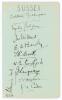 Sussex C.C.C. 1926. Album page very nicely signed in black ink by ten members of the Sussex team for the drawn match v Nottinghamshire at Trent Bridge 8th- 11th May 1926, the page dated 8th May 1926. Signatures are A.E.R. Gilligan (Captain), A.H.H. Gillig