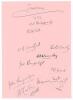 Sussex C.C.C. 1932. Large album page very nicely signed in black ink by the twelve members of the Sussex team for the match v Leicestershire at Aylestone Road, Leicester 18th- 20th May 1932. Signatures are Duleepsinhji (Captain), Scott, Cornford, Bowley, 