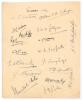 Sussex C.C.C. 1924. Large album page very nicely signed in black ink by eighteen members of the Sussex team who played in 1924. Signatures are A.E.R. Gilligan (Captain), Watson, H.L. Wilson, Higgs, A.H.H. Gilligan, Duleepsinhji, Young, Holloway, Cox, Corn
