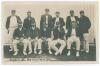 &lsquo;Sussex XI. Tun Wells Week. 1904&rsquo;. Early original sepia real photograph postcard of the Sussex team seated and standing in rows wearing cricket attire, blazers etc. for the match v Kent played at Tunbridge Wells 11th- 13th July 1904. Match drawn. Players 