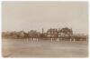 Sussex v All India, Hove 1911. Rare and early sepia real photograph postcard of play in progress for the tour match at Hove, 21st- 23rd August 1911. The scoreboard shows Sussex batting with the score at 90/4, A.E. Relf on 22 and R.A. Young 7. Publisher un
