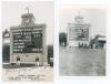 Sussex C.C.C. Record first wicket stand 1933. Mono real photograph postcard of John Langridge and Ted Bowley standing in front of the scoreboard at Hove for the match Sussex v Middlesex, 5th- 8th August 1933. The printed title describes the scoreboard sho