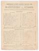 &lsquo;Hampshire v. Sussex&rsquo; 1892. Early original double sided scorecard for the match played at Southampton 1st & 2nd August 1892. To one side are the complete printed scores and, to the verso, scores at a slightly earlier stage in play. Sussex scored 345 in th - 2