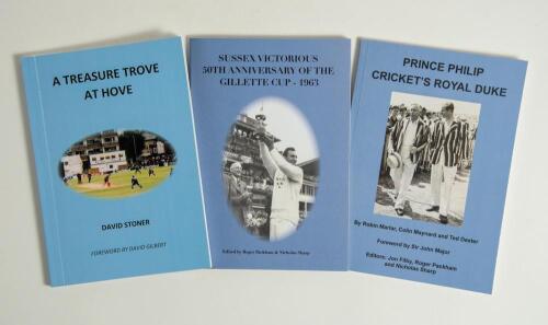 Sussex booklets. Three booklets (two signed) published by the Sussex Cricket Museum and Education Trust. &lsquo;Sussex Victorious 50th Anniversary of the Gillette Cup- 1963&rsquo;, Roger Packham & Nicholas Sharp 2013, no. 106/150, signed by Ian Thomson, Ted Dexter, A