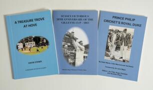 Sussex booklets. Three booklets (two signed) published by the Sussex Cricket Museum and Education Trust. &lsquo;Sussex Victorious 50th Anniversary of the Gillette Cup- 1963&rsquo;, Roger Packham & Nicholas Sharp 2013, no. 106/150, signed by Ian Thomson, Ted Dexter, A