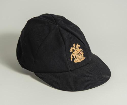 Reverend David Stuart Sheppard. Cambridge University, Sussex & England 1950-1964. M.C.C./England navy blue touring cap worn by Sheppard during his Test playing career touring with England. The cap, with embroidered England emblem of St. George and the Dra