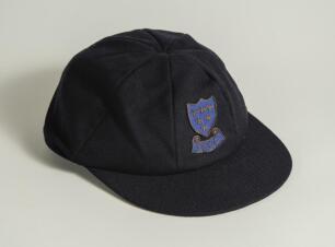 Paul Jarvis. Yorkshire, Sussex, Somerset & England 1981-2000. Sussex navy blue cloth 1st XI cricket cap with wired Sussex emblem. &lsquo;P.J.&rsquo; to label. Very good condition. Previously sold by Knights Auctioneers as lot 800 in our sale of July 2019