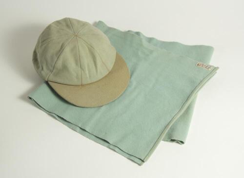 Reverend David Stuart Sheppard. Cambridge University, Sussex & England 1950-1964. Cambridge University light blue cricket cap and scarf worn by Sheppard during his time at Cambridge, blue 1950, 1951 and 1952 as captain. Both the cap and scarf by &lsquo;Ryder & 