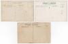 Essex C.C.C. 1905-1908. Three early mono printed postcards of Essex teams for seasons 1905, 1906 & 1908, the players seated and standing in rows wearing cricket attire, some in blazers. Players featured include Fane, Gillingham, McGahey, Buckenham, Freema - 2