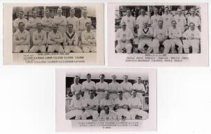 Essex C.C.C. 1946-1948. Three original mono real photograph plain back postcards of Essex teams for seasons 1946, 1947 & 1948, the players seated and standing in rows wearing cricket attire. Players featured include Pearce, Unwin, Paterson, Taylor, Vigar,