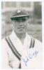 John Frederick &lsquo;Jack&rsquo; Crapp. Gloucestershire & England 1936-1956. Mono real photograph plain back postcard of Crapp, head and shoulders wearing cricket attire and cap. Nicely signed in blue ink to the photograph by Crapp. Official stamp for A. Wilkes & So