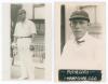 Hampshire C.C.C. 1955. Lionel Hallam Tennyson (Hampshire & England 1913-1955) and Sidney George Pothecary (Hampshire 1912-1920, twelve matches). Two mono real photograph postcards, one of Tennyson standing full length leaning on his bat in front of the pa