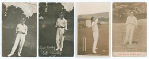 Charles Bennett &lsquo;Buck&rsquo; Llewellyn. Natal, Hampshire, London County & South Africa 1894-1912. Four early original sepia/ mono postcards of which three are real photographs. Each depicts Llewellyn wearing cricket attire in different full length poses. Includ