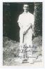 Ernest Richard Remnant. Hampshire & Europeans 1908-1922. Mono real photograph plain back postcard of Remnant standing full length wearing cricket attire, leaning on a bat. Very nicely inscribed and signed &lsquo;To John Arlott with Best Wishes from Ernest R. Re