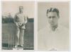 Frank Woolley and George Hunt. Two Phillips &lsquo;Pinnace&rsquo; premium issue cabinet size sepia real photograph trade cards, one of Frank Woolley (Kent & England 1906-1938) no. 25.C, the other of George Hunt (Somerset 1921-1931) no. 198.C. 4&rdquo;x6&rdquo;. Plain back. Very 