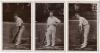 Lancashire and Leicestershire c.1910. Three early sepia real photograph postcards, two of Lancashire players, one of Leicestershire, all Rival Photograph Series with printed titles. Lancashire players are J.T. Tyldesley in batting pose (Series no. 1406), 