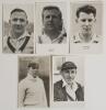 Leicestershire C.C.C. 1930s-1960s. Five original mono player portrait postcards of Leicestershire players, each depicted head and shoulders in cricket attire. Players/ series are George Geary (Leicestershire & England 1912-1934), &lsquo;Famous Professionals at 