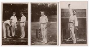 Middlesex C.C.C. c.1910. Three early sepia real photograph postcards of Middlesex players at the wicket, all Rival Photographic Series. One features W. Dwyer, A.E. Trott and F.A. Tarrant inspecting the wicket (Series no. 1394). The others are B.J. Bosanqu