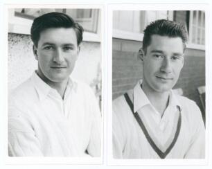 Nottinghamshire C.C.C. Ian Joseph Davison (Nottinghamshire 1959-1966) and Michael Willliam Haynes (Nottinghamshire 1959-1961, nine matches). Two mono real photograph plain back postcards, each player depicted head and shoulders wearing cricket attire. Bot