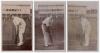 Nottinghamshire C.C.C. player postcards c.1910. Three early sepia real photograph postcards of Nottinghamshire players, each depicted in batting pose at the wicket wearing Nottinghamshire cap. Players are James Iremonger, John Gunn and Wilfred Payton. All