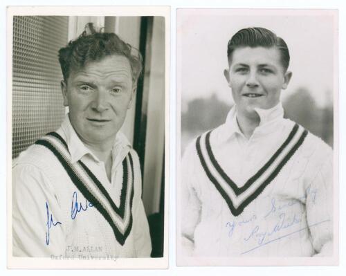 Warwickshire C.C.C. James Moffatt Allan (Oxford University, Kent & Warwickshire 1953-1968) and Raymond Thomas Weeks (Warwickshire 1950-1957). Two mono real photograph plain back postcards, each player depicted head and shoulders wearing cricket attire and