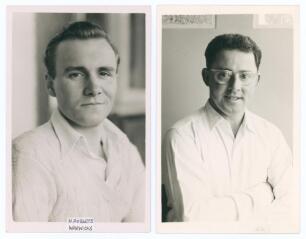 Warwickshire C.C.C. Harry Edmund Roberts (Warwickshire 1949-1950, five matches) and Raymond Edward Hitchcock (Canterbury & Warwickshire 1947-1964). Two mono real photograph plain back postcards, each player depicted head and shoulders wearing cricket atti