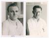 Warwickshire C.C.C. Harry Edmund Roberts (Warwickshire 1949-1950, five matches) and Raymond Edward Hitchcock (Canterbury & Warwickshire 1947-1964). Two mono real photograph plain back postcards, each player depicted head and shoulders wearing cricket atti