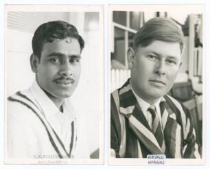 Warwickshire C.C.C. Rajavalsi Vankatesiah Vijayasarathy (Warwickshire 2nd XI 1965-1967) and Nigel Aldridge Paul (Warwickshire 1954-1955, four matches). Two scarcer mono real photograph plain back postcards, each player depicted head and shoulders. Vijayas