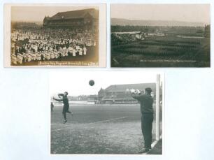 Bramall Lane, Sheffield. Original real photograph postcards of celebrations at the &lsquo;Empire Day Pageant 1907&rsquo; and &lsquo;Living Letters Coronation Pageant&rsquo; 1911, both held at Bramall Lane. Postcards by R. Sneath of Sheffield and J.W.M. Sold with a 1960&rsquo;s press 