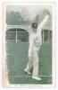 William James Whitty. New South Wales, South Australia & Australia 1907-1926. Tinted colour printed postcard of Whitty, full length, in bowling pose wearing Australian cap at Lord&rsquo;s during the Australian tour of England in 1909. Nicely signed in black ink