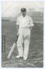 Reginald Alexander &lsquo;Reggie&rsquo; Duff. New South Wales & Australia 1898-1908. Mono postcard of Duff standing full length at the wicket in batting attire, wearing Australian touring cap. Printed title &lsquo;R.A. Duff&rsquo;. Nicely signed in black ink by Duff. T. Bolland,