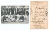 Australia tour to England 1909. &lsquo;The Australian Team 1909&rsquo;. Early mono postcard of the Australian touring party seated and standing in rows wearing tour blazers and caps. Printed title and players&rsquo; names to lower edge. Nicely signed in ink to verso by twe