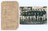 &lsquo;M.C.C. at Adelaide Oval. 1911&rsquo;. Two identical copies of an early sepia/ mono real photograph postcard of the M.C.C. touring party seated and standing in rows wearing tour blazers and caps, by C.A. Petts of Adelaide. Printed title to lower edge. One copy,