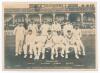 &lsquo;England 1902&rsquo;. Early original sepia postcard of the England team for the Ashes series, the players seated and standing in rows wearing cricket attire. Printed title and players&rsquo; names to lower border. Players are MacLaren (Captain), Fry, Jackson, Ranjits