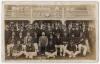 &lsquo;Mr. J. Bamford&rsquo;s England XI v South Africans at Oldfields, Uttoxeter&rsquo; 1907. Rare and early sepia real photograph postcard of both teams seated and standing in rows wearing blazers and assorted headgear, the pavilion in the background. The printed title i