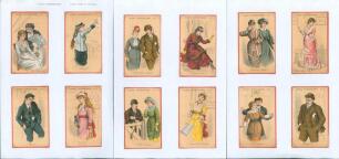 &lsquo;Cricket Extraordinary&rsquo; c.1900. A set of twelve early plain back colour collectors&rsquo; cards, each depicting a young man and/or woman in various humorous courting situations with printed title and caption of a cricketing term. Subjects in the numbered series