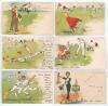 Davidson Bros. &lsquo;Cricket Illustrated&rsquo;, Series 2505 c.1903. Early comical cricket postcards. Full set of six Edwardian postcards, each of colour cartoons of a humorous cricket scene illustrating a well-known cricket phrase or saying by the artist &lsquo;Tom B&rsquo; (T