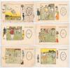 Misch & Stock&rsquo;s &lsquo;Comic Cricket&rsquo; Series No. 181. c.1905. Set of six humorous colour postcards of cartoons by &lsquo;GF&rsquo;. Titles are &lsquo;An Umpire&rsquo;s invention for high balls&rsquo;, &lsquo;The man of the &ldquo;Century&rdquo;. The airs & graces of 100 up&rsquo;, &lsquo;Bowled!- First ball!&rsquo;, &lsquo;A clean