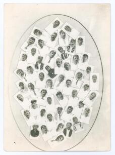 Wills&rsquo;s Cigarettes &lsquo;Cricketers&rsquo;. W.D. & H.O. Wills, Bristol & London, 1896. Rare photographic promotional card produced by Wills to promote the set of fifty cards. Each of the fifty cards is shown within an oval. Players named to back in pencil. 4.5&rdquo;x6&rdquo;. 