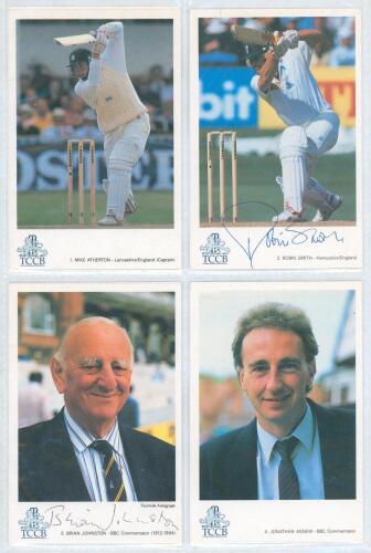 T.C.C.B./ E.C.B./ Classic Cricket Cards &lsquo;International Cricketers&rsquo; series. Black binder comprising an excellent near complete run of card numbers 1-348, lacking just two, nos. 214 and 216. 104 cards are signed by the featured cricketer, including a good n