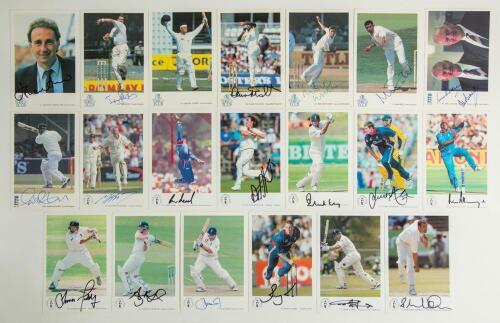 Signed England Classic Cricket Cards and Cornhill collectors&rsquo; cards. A good selection of sixty Classic Cricket Cards &lsquo;International Cricketers&rsquo; series, each signed by the featured player. Card numbers are 4, 5, 15, 28, 42, 74, 95, 104, 210, 211, 225, 235,