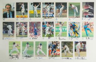 Signed England Classic Cricket Cards and Cornhill collectors&rsquo; cards. A good selection of sixty Classic Cricket Cards &lsquo;International Cricketers&rsquo; series, each signed by the featured player. Card numbers are 4, 5, 15, 28, 42, 74, 95, 104, 210, 211, 225, 235,